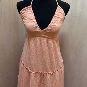 Abercrombie Halter Linen Maxi Dress in Light Peach Pink Size XS